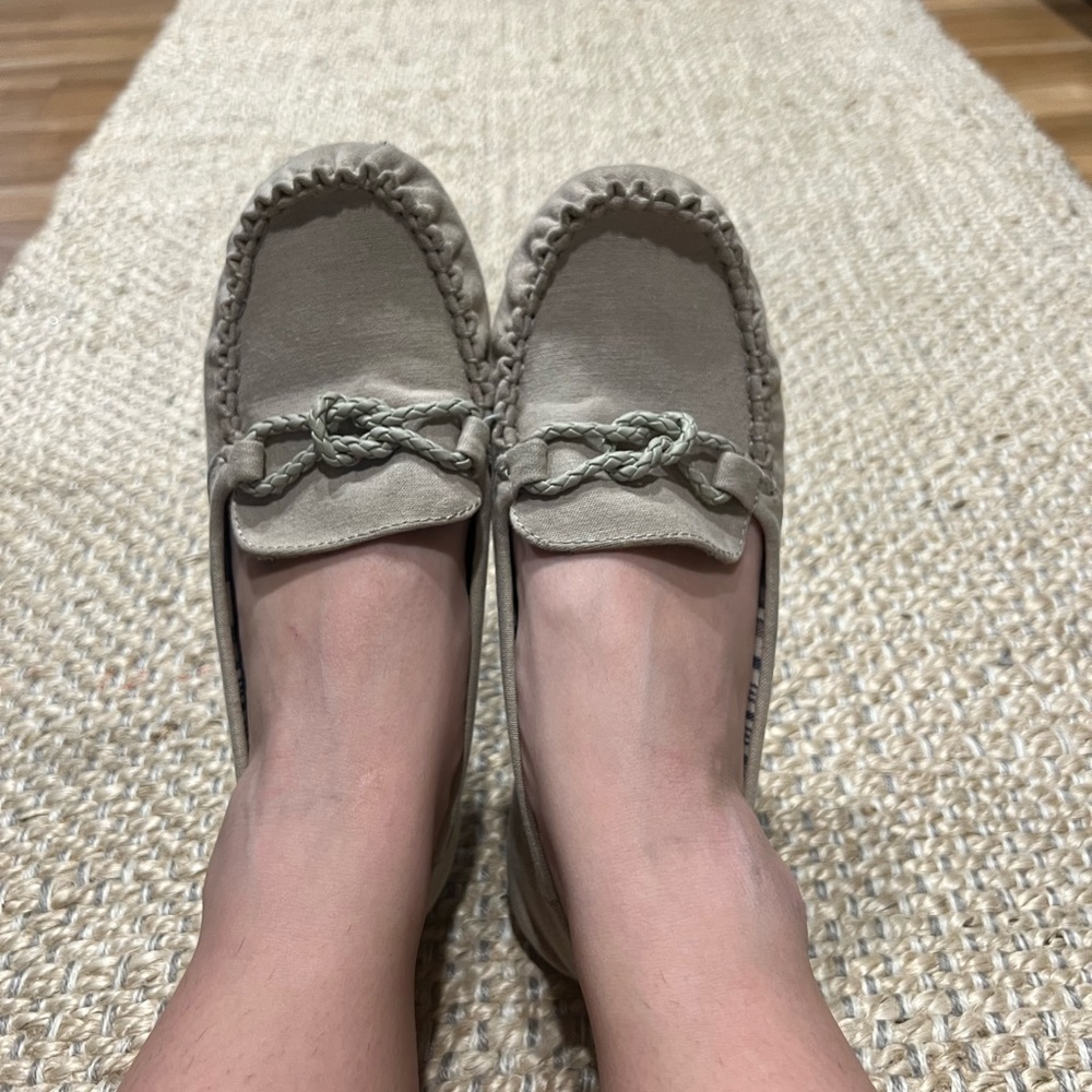 Beige canvas flats